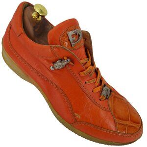 Fennix Sport Italy Exotic Alligator Men 11 Orange Fashion Sneakers Designer Shoe